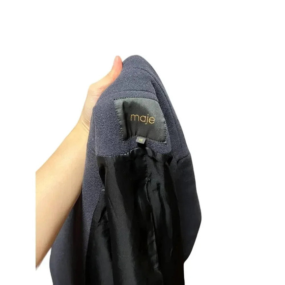 Maje Wool Zippered Navy Peacoat - Picture 3 of 5